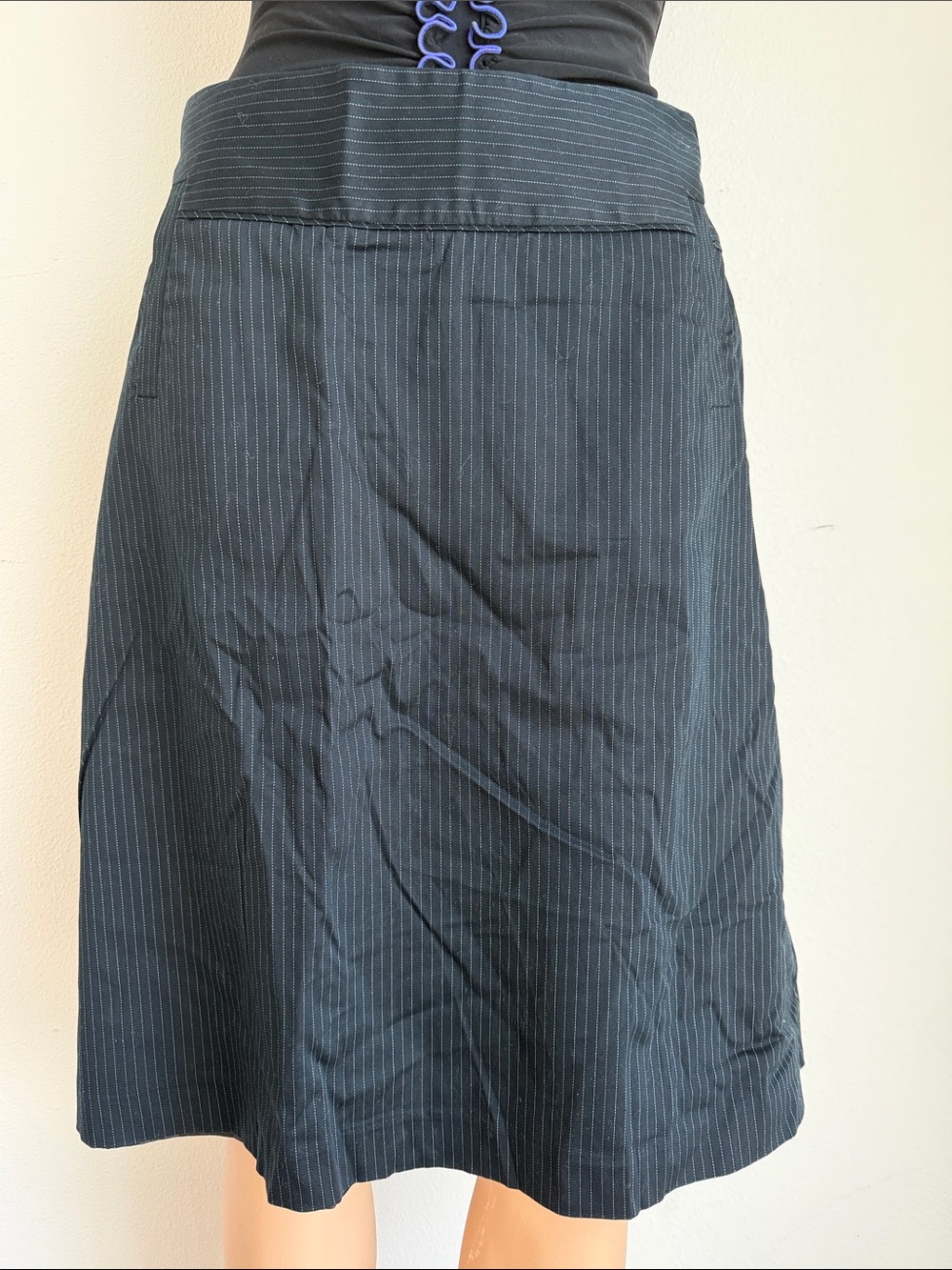 Merona Black Pinstriped A-Line Skirt